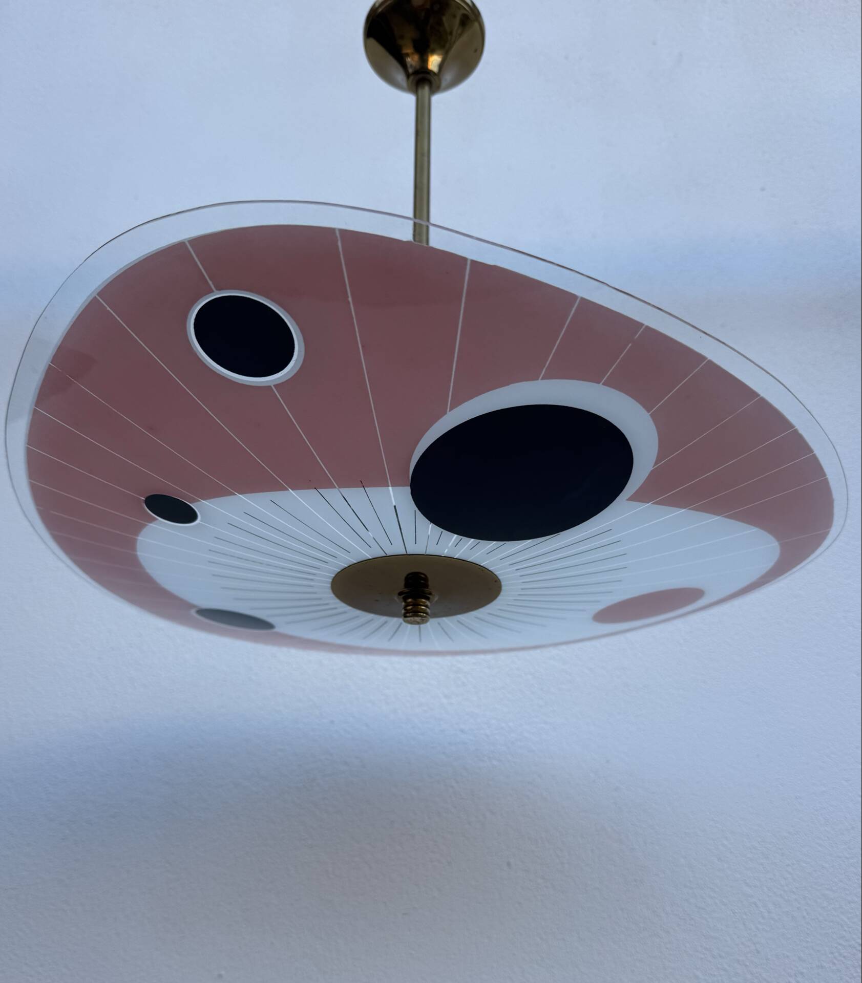 Screen-printed glass pendant from the 1960s