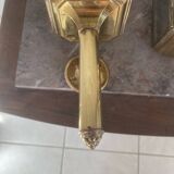 Old Pair of Gilded Brass Wall Lights in Carriage Lantern Eagle Empire Style