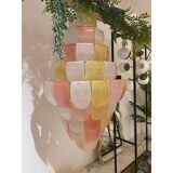 Contemporary Sanded Pink and Amber “Petals” Murano Glass Chandelier Style