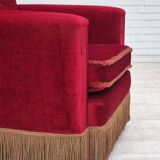 1970s, Danish highback armchair, original condition, red furniture velour.