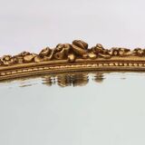 Large Antique Oval Gilt Mirror in Wood and Plaster, Belgium, 1900s