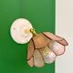 Vintage mother-of-pearl and brass wall lamp with lampshade