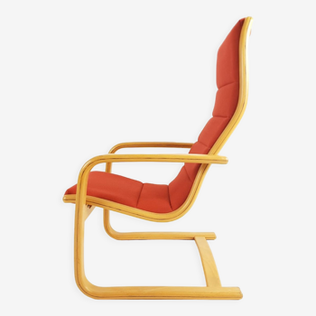 Fauteuil scandinave orange laine de terre cuite, Yngve Ekström