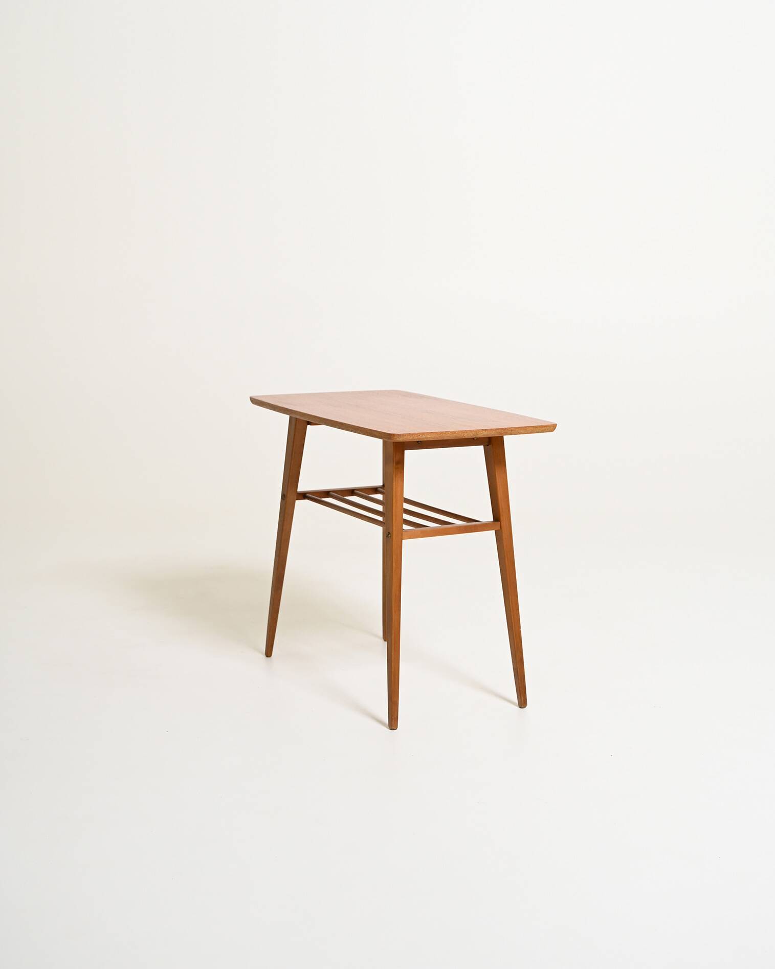 Scandinavian teak side table with magazine rack shelf, 1960s
