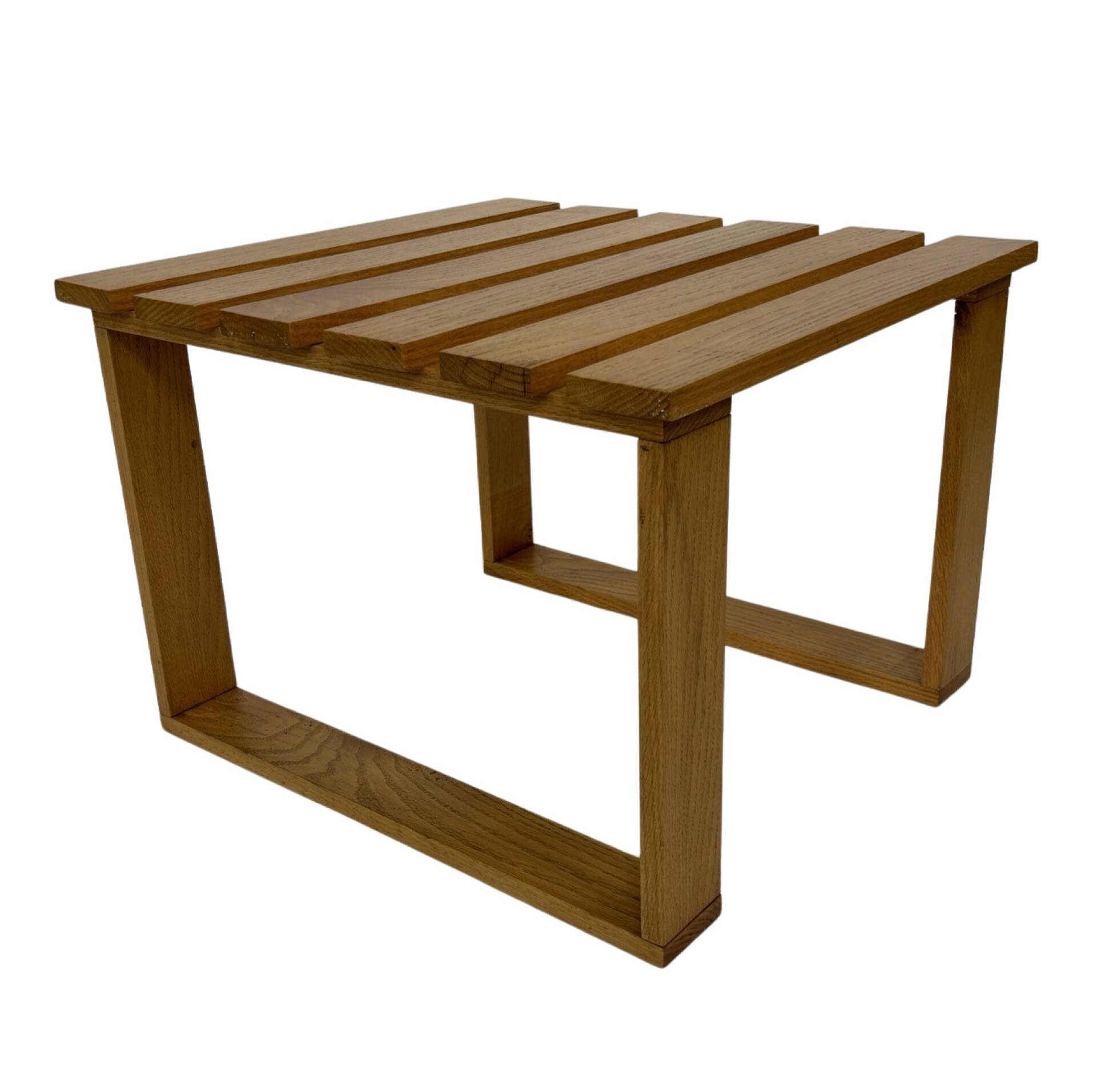 Vintage 1970s coffee table/side table, white oak slats slatted design