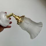 Vintage frosted glass tulip wall lamp