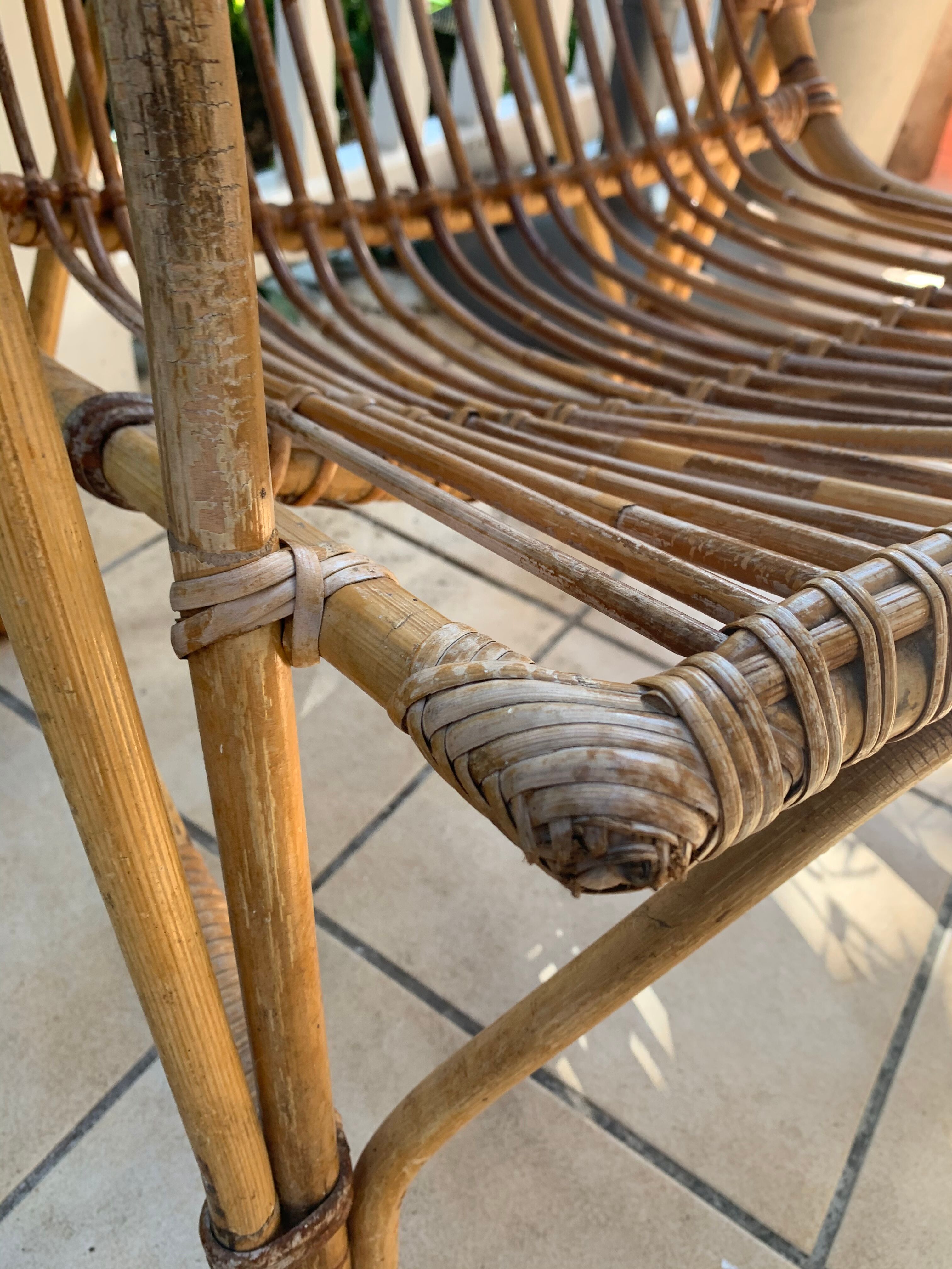 Pair of rattan armchairs