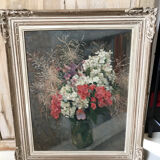 Bouquet de fleurs huile sur carton