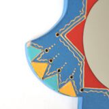Moroccan painted wooden mirror in the shape of a hand, 1970s