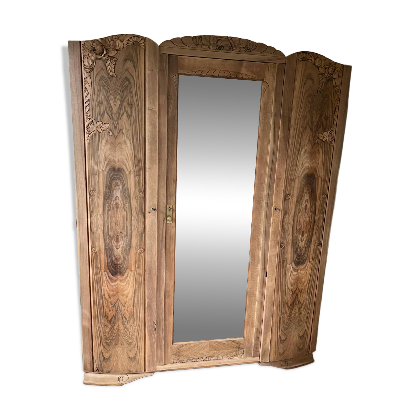 Vintage Art Deco wardrobe in raw wood