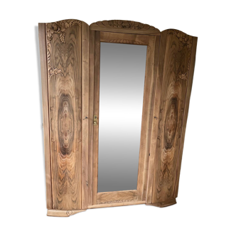 Vintage Art Deco wardrobe in raw wood