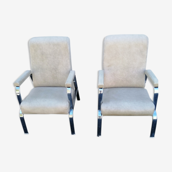 70s chrome and skai armchairs