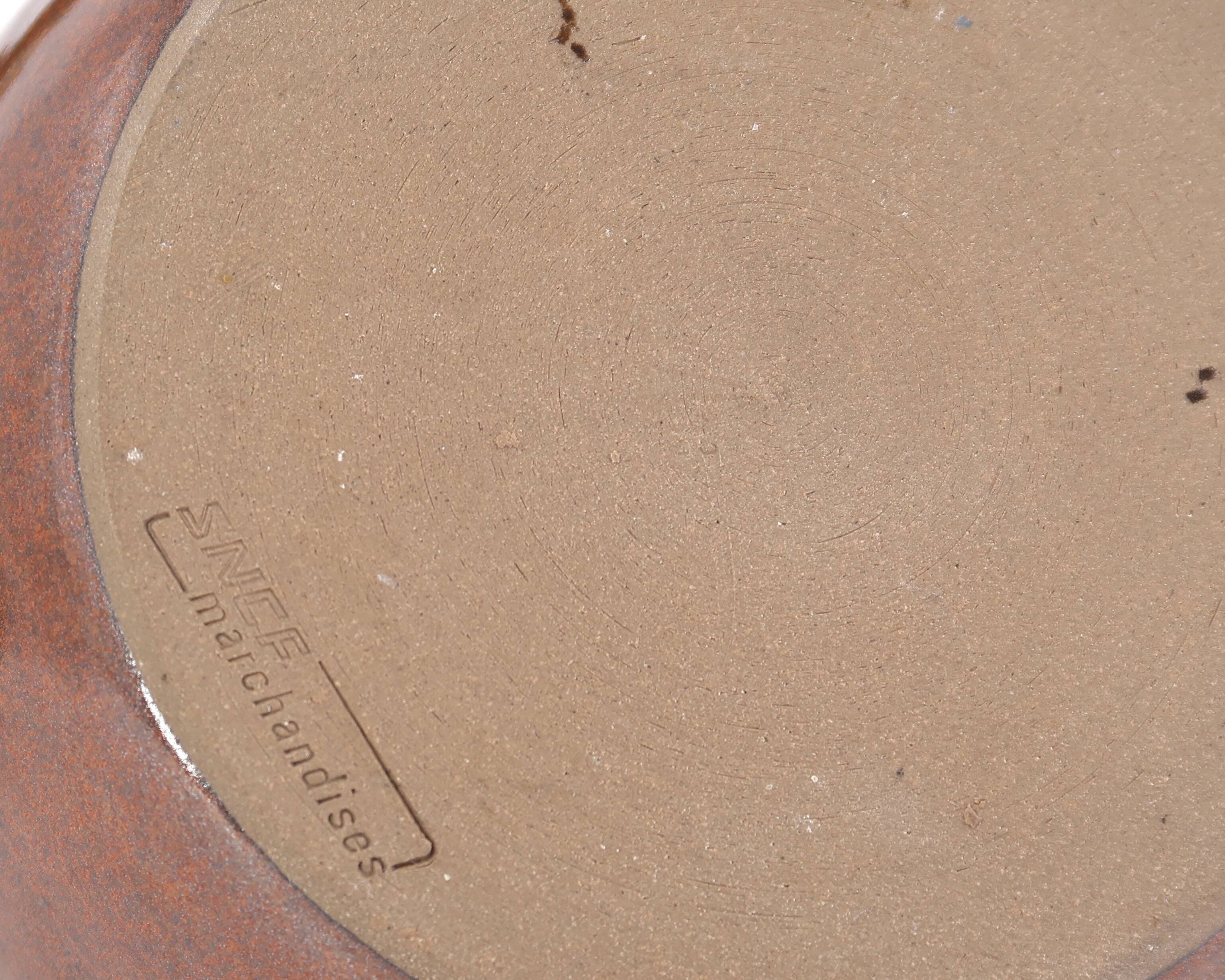 Burgundy brown ceramic lamp Sncf Mardandises