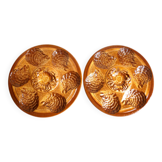 Assiettes à huîtres Sarreguemines, Assiettes Noël, assiettes fruits de mer
