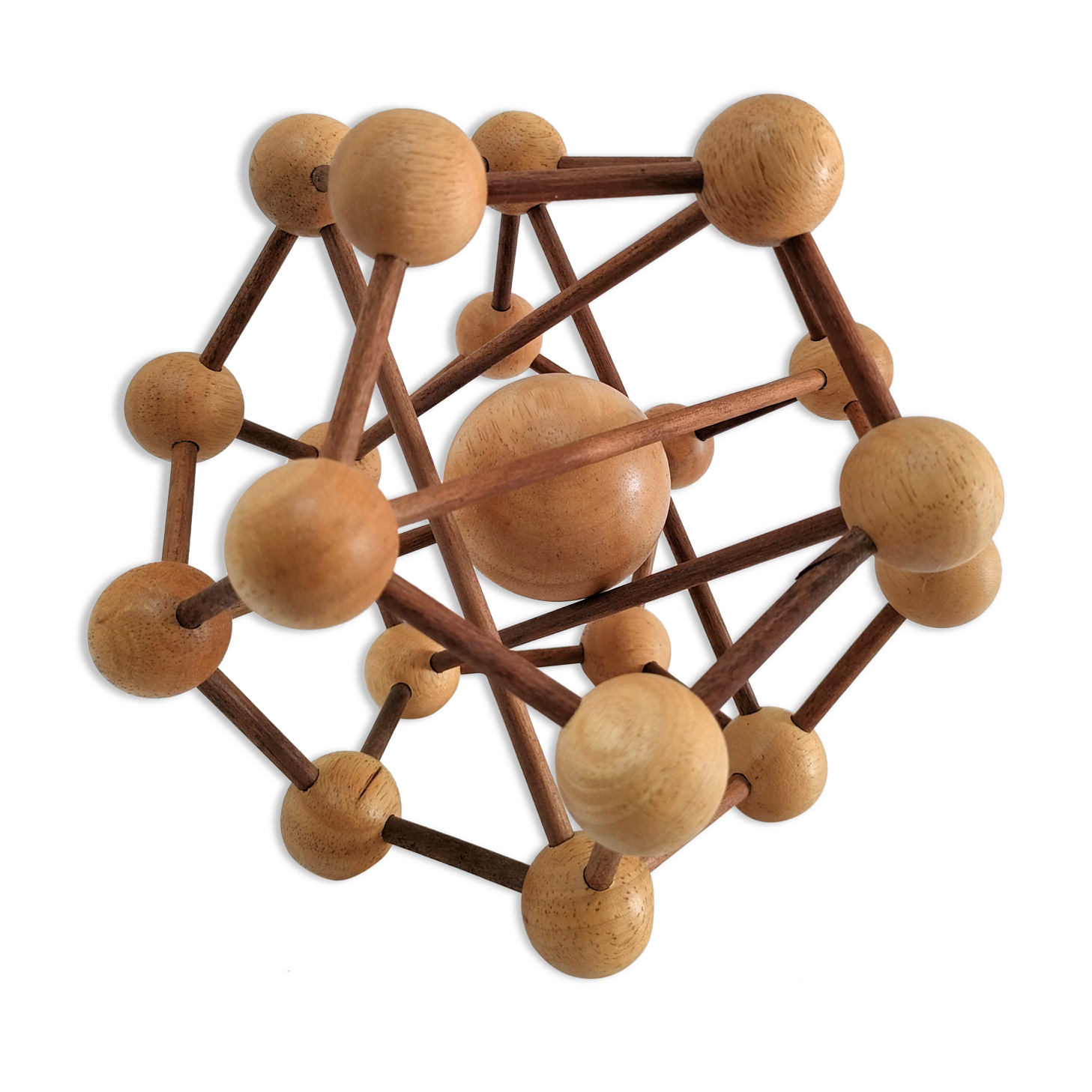Sculptural modeling of a solid wood atom contemporary design