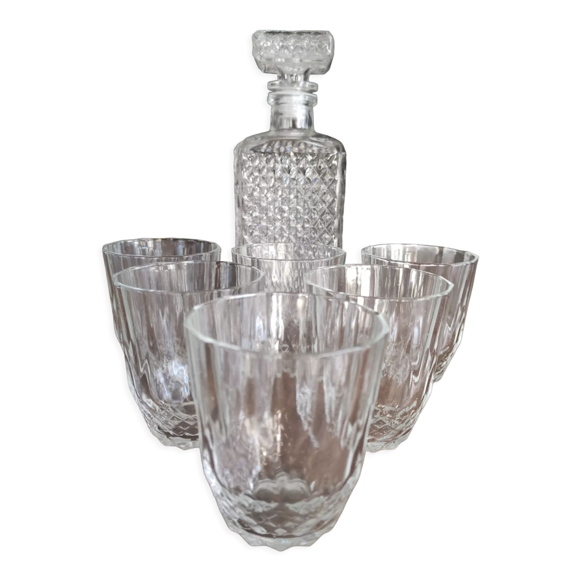 Whisky service 6pers 7pces italian glass A.Masserini