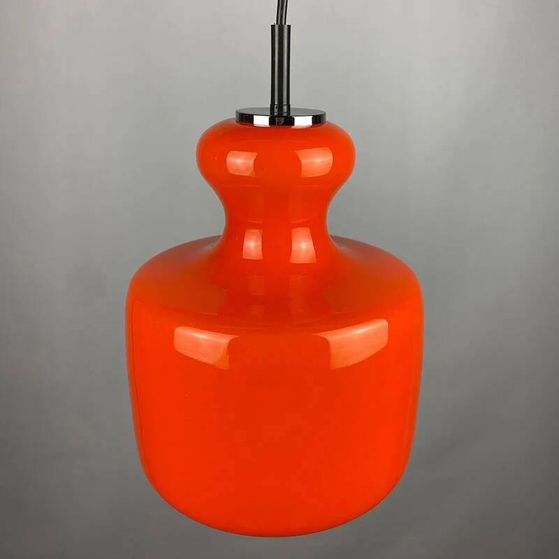 Bright orange glass pendant by Peill and Putzler 1960