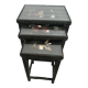 Chinese nesting tables in lacquered wood inlays of hard stones 60s