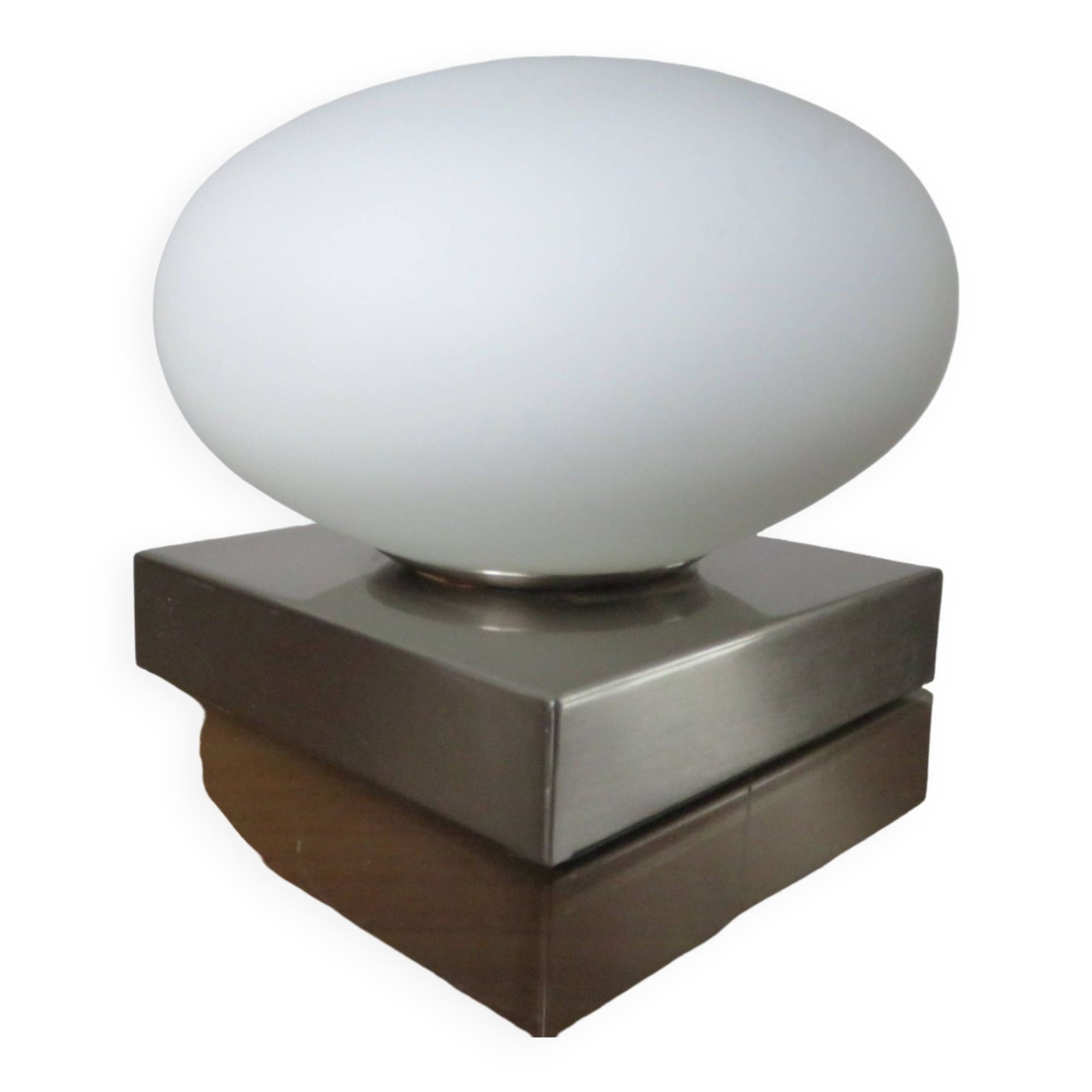 Lampe métal chromé et opaline années 80 90