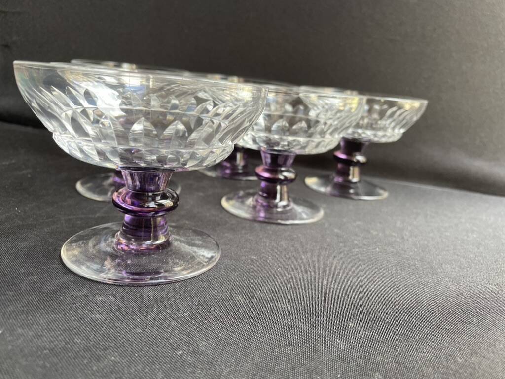 6 Colored cut crystal bowls – Val Saint Lambert