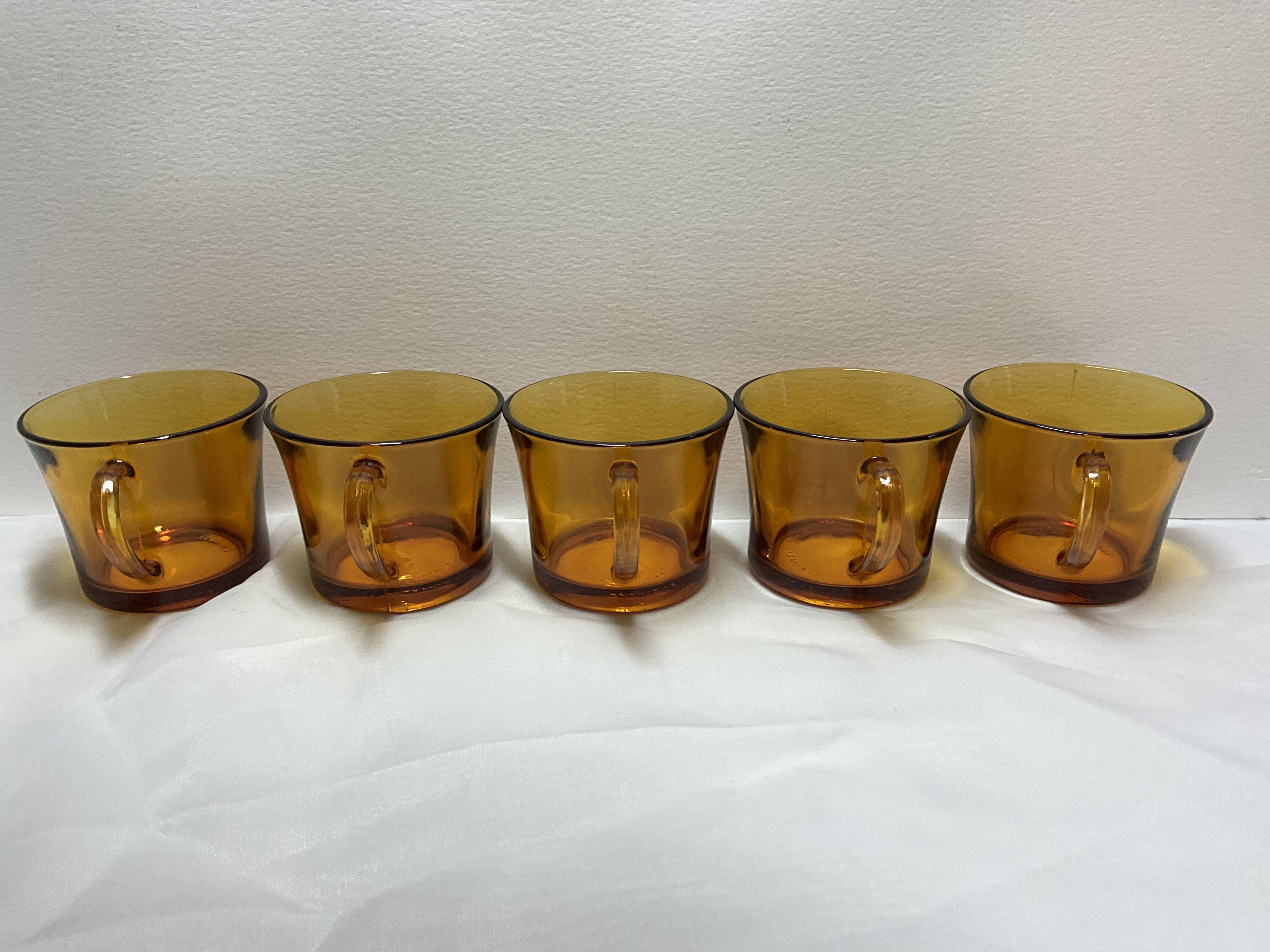 Five Duralex coffee cups