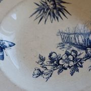 Antique blue ironstone deep plate – Grand Dépôt Émile Bourgeois