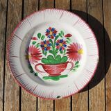Ancienne Assiette Saint Clément : Panier de Fleurs