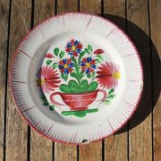 Ancienne Assiette Saint Clément : Panier de Fleurs