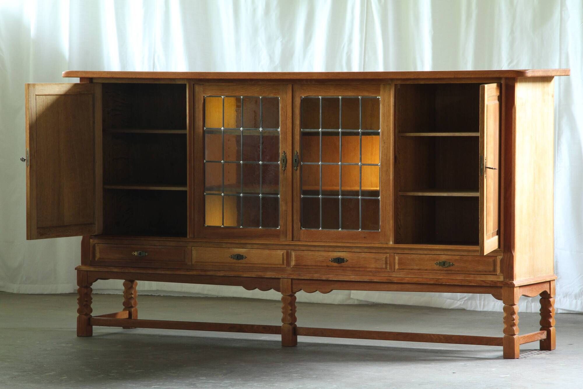 Vintage Danish 1960s Modern Oak Cabinet In The Style Of Henning Kjærnulf