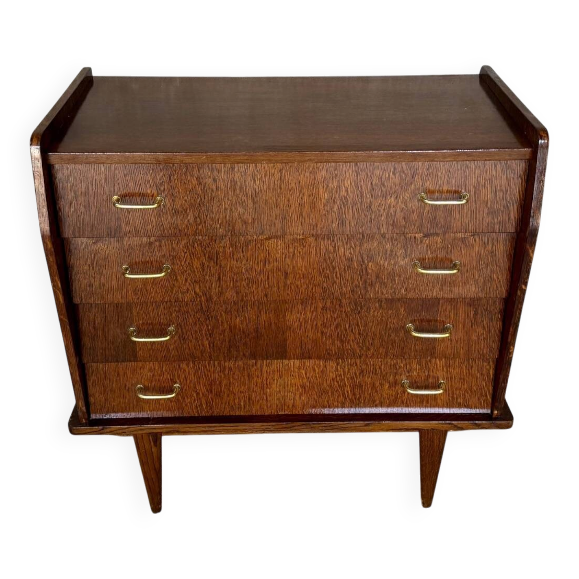 Commode vintage scandinave en bois exotique – 4 tiroirs