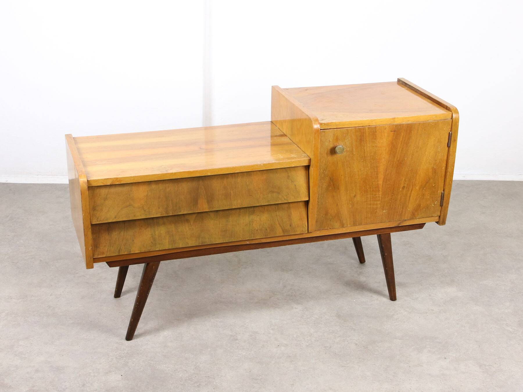 Mid-century Italian Wood and Brass Sideboard, 50s