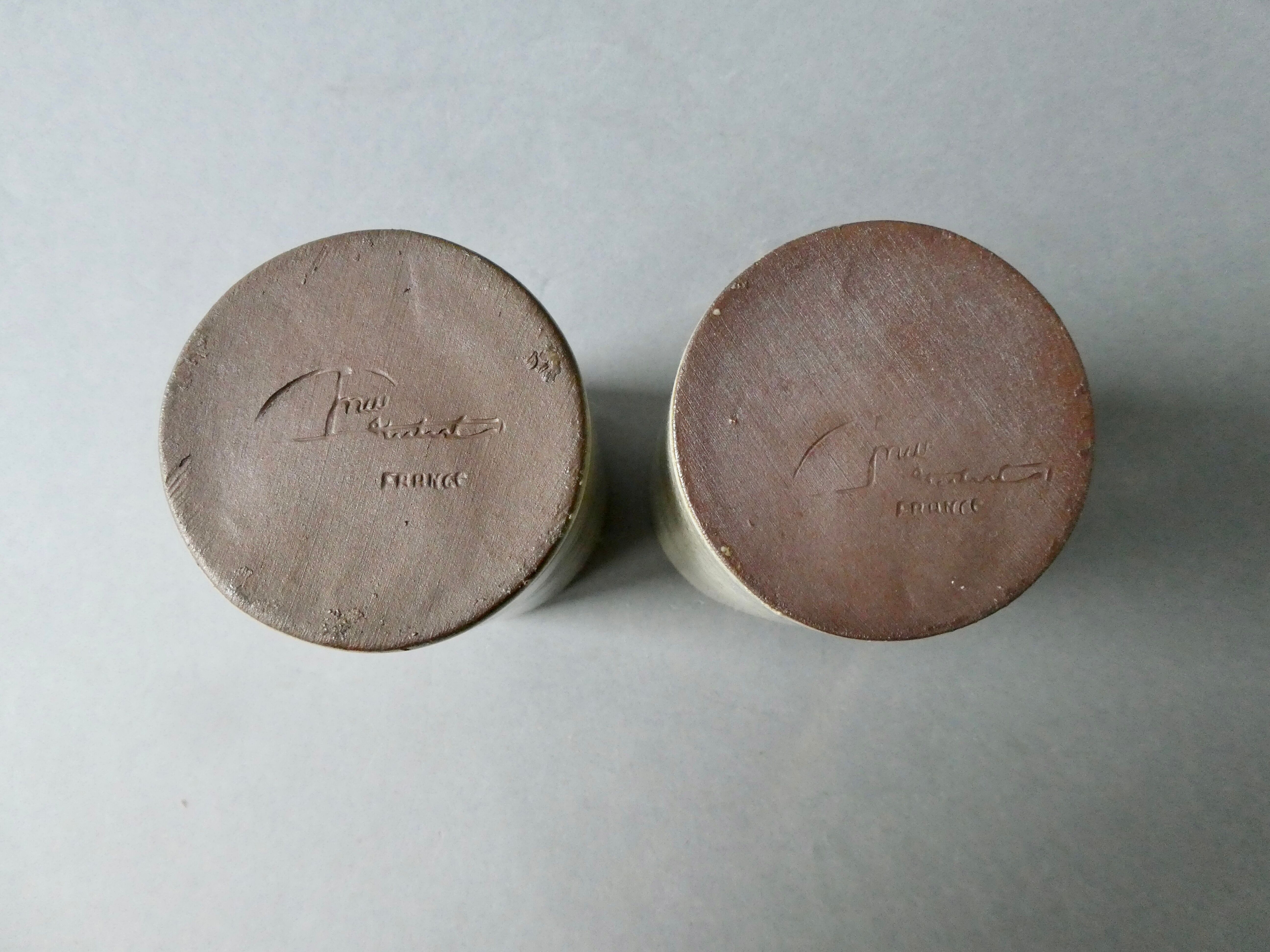 2 verres gobelets en grès émaillé Jean Dubost à Noron