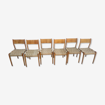 Suite de 6 chaises de salon vintage, édition consorzio sedie friuli - 1960