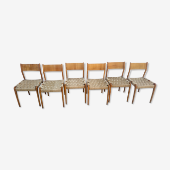 Suite of 6 vintage salon chairs, edition consorzio sedie friuli - 1960