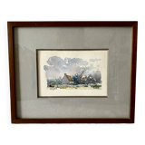 Small watercolor painting landscape Brittany Arzon signed