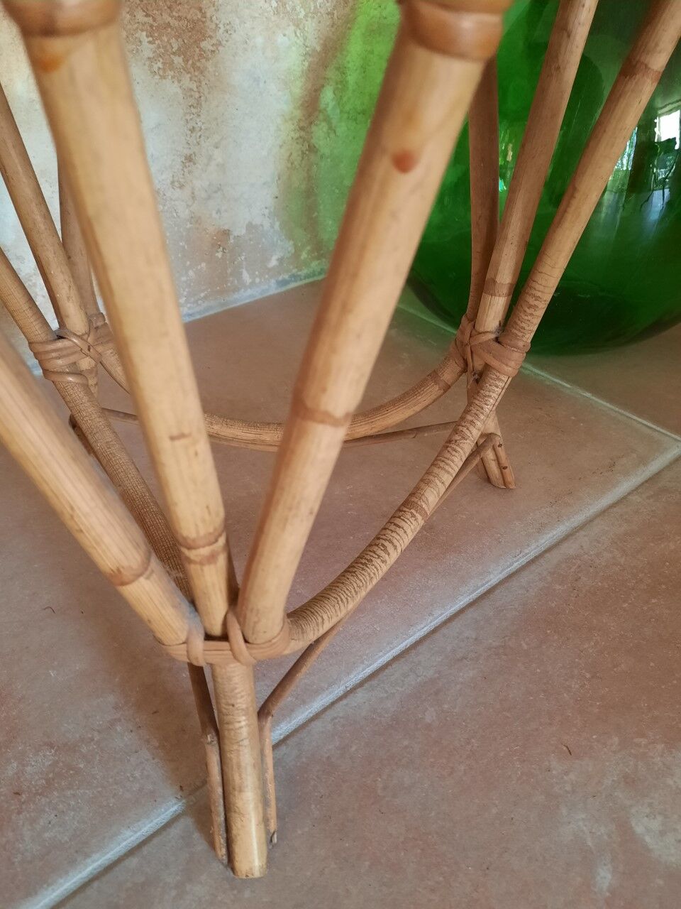 Rattan pedestal table