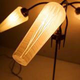 5-branched opaline brass chandelier 60's