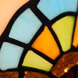 1920s brass lamp with tiffany stained glass shade 48x14