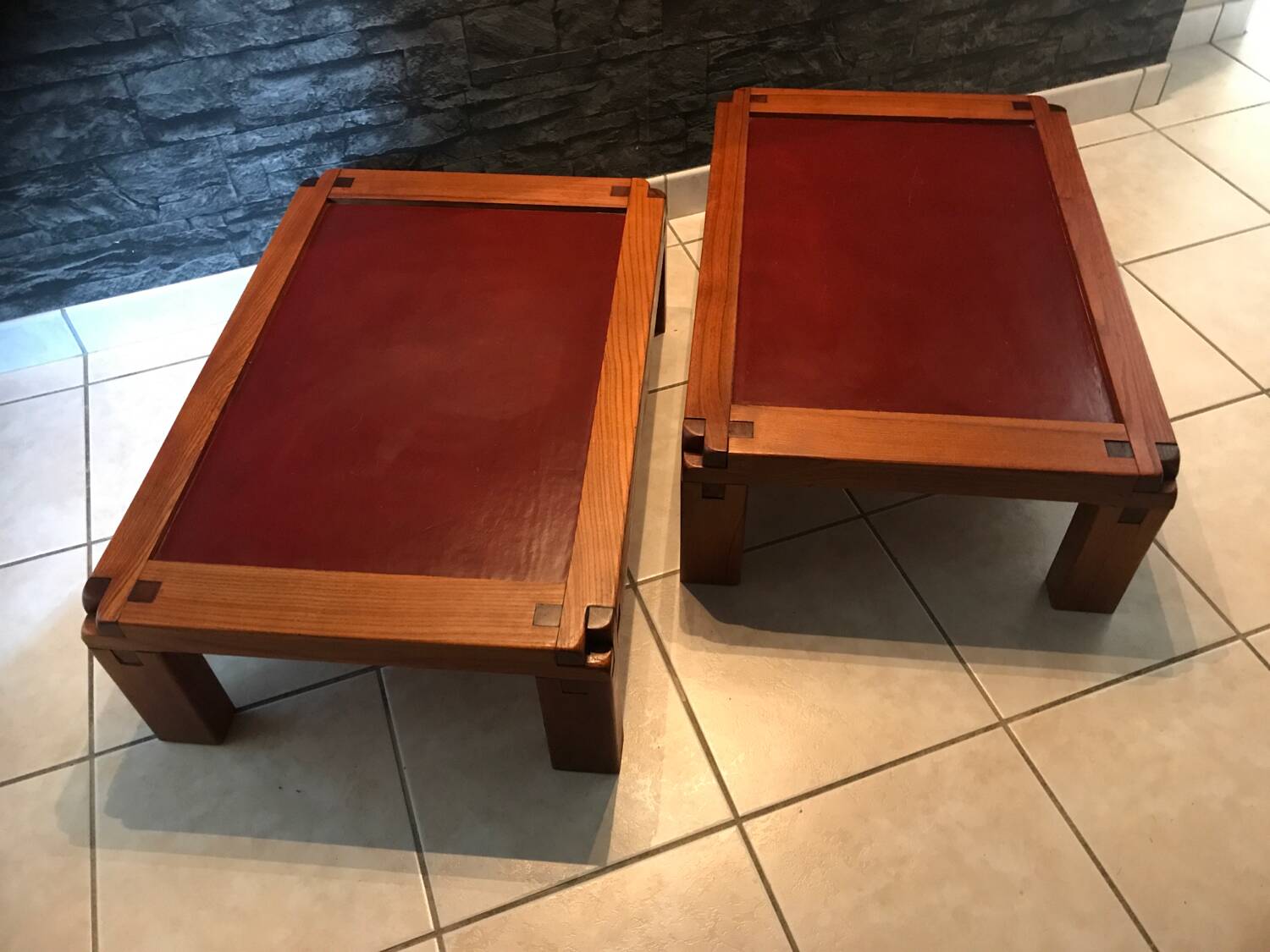 Paire de  tables basse pierre chapo