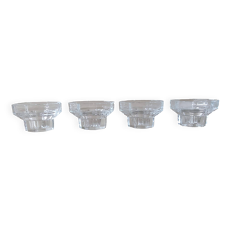Set of 4 Art Deco style glass candle holders