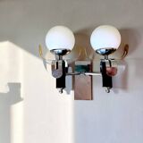 Pair Brutalist double wall sconce lights