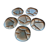 Set de 6 assiettes à fondue en grès
