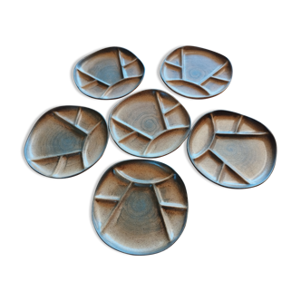 Set de 6 assiettes à fondue en grès