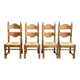 4 chaises à manger bois massif et paille 1960