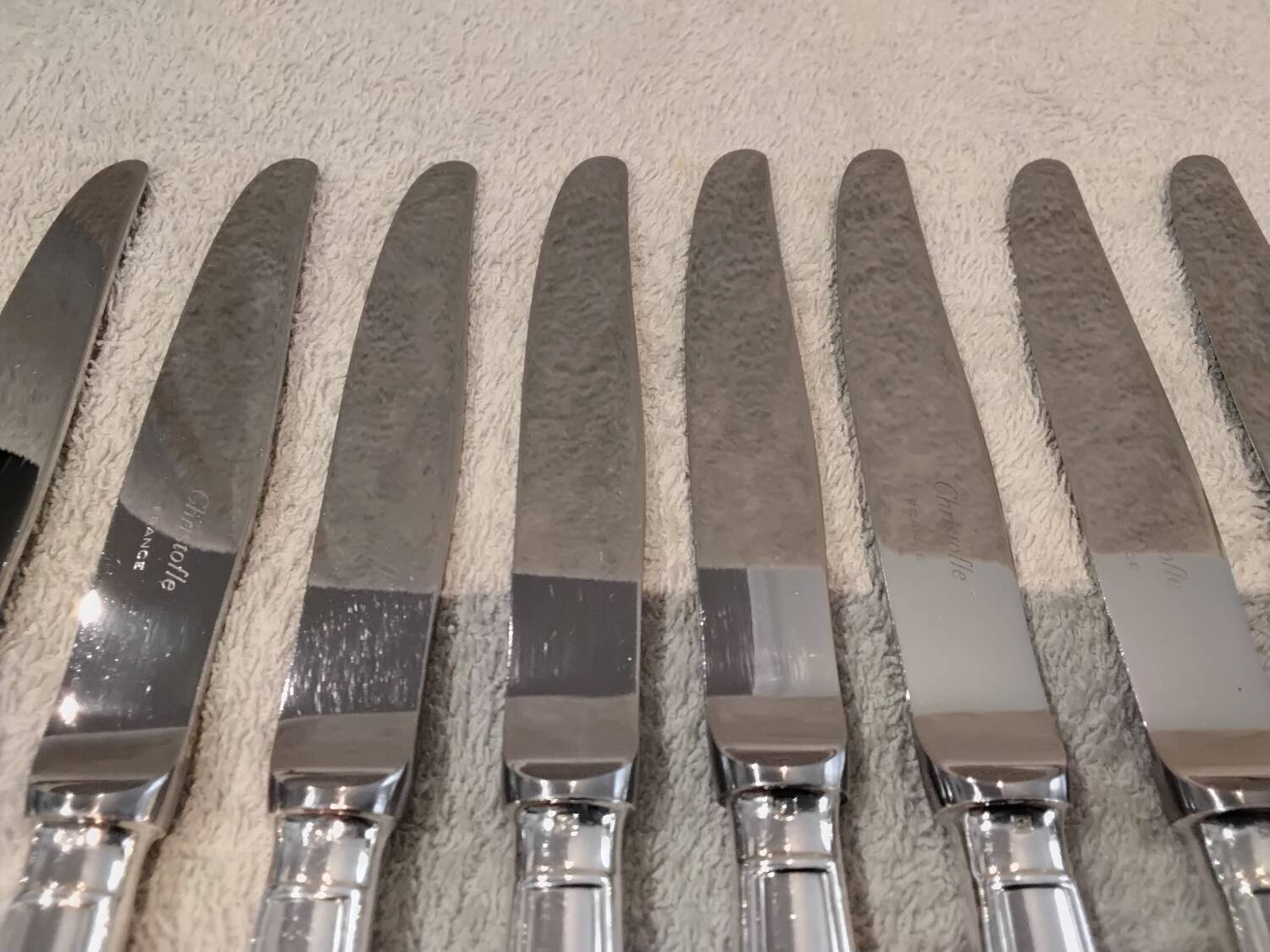 11 silver-plated dessert knives by Christofle silversmiths, Albi pattern