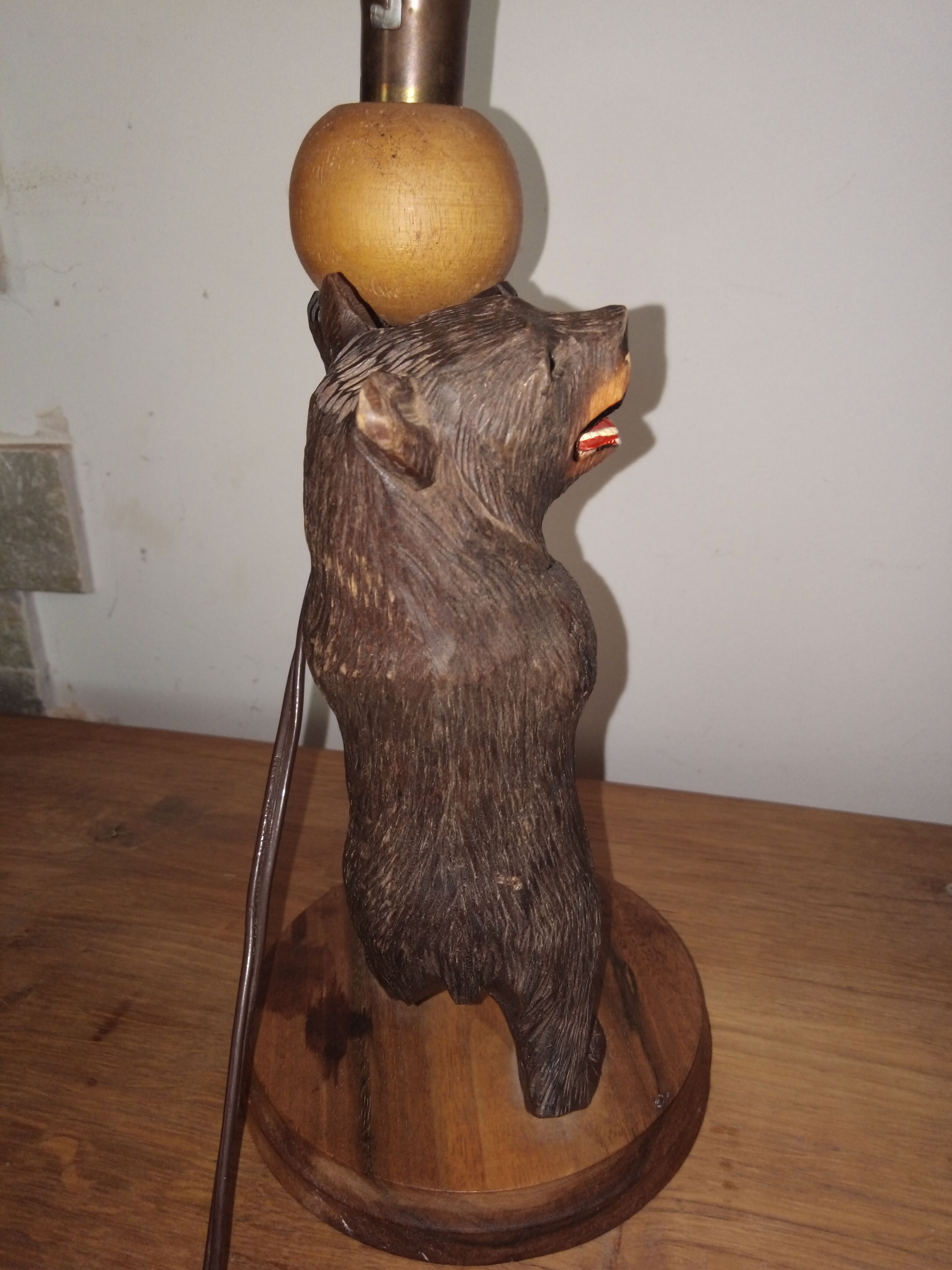 Wooden bear lamp, black forest
