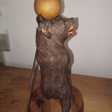 Lampe ours en bois, forêt noire