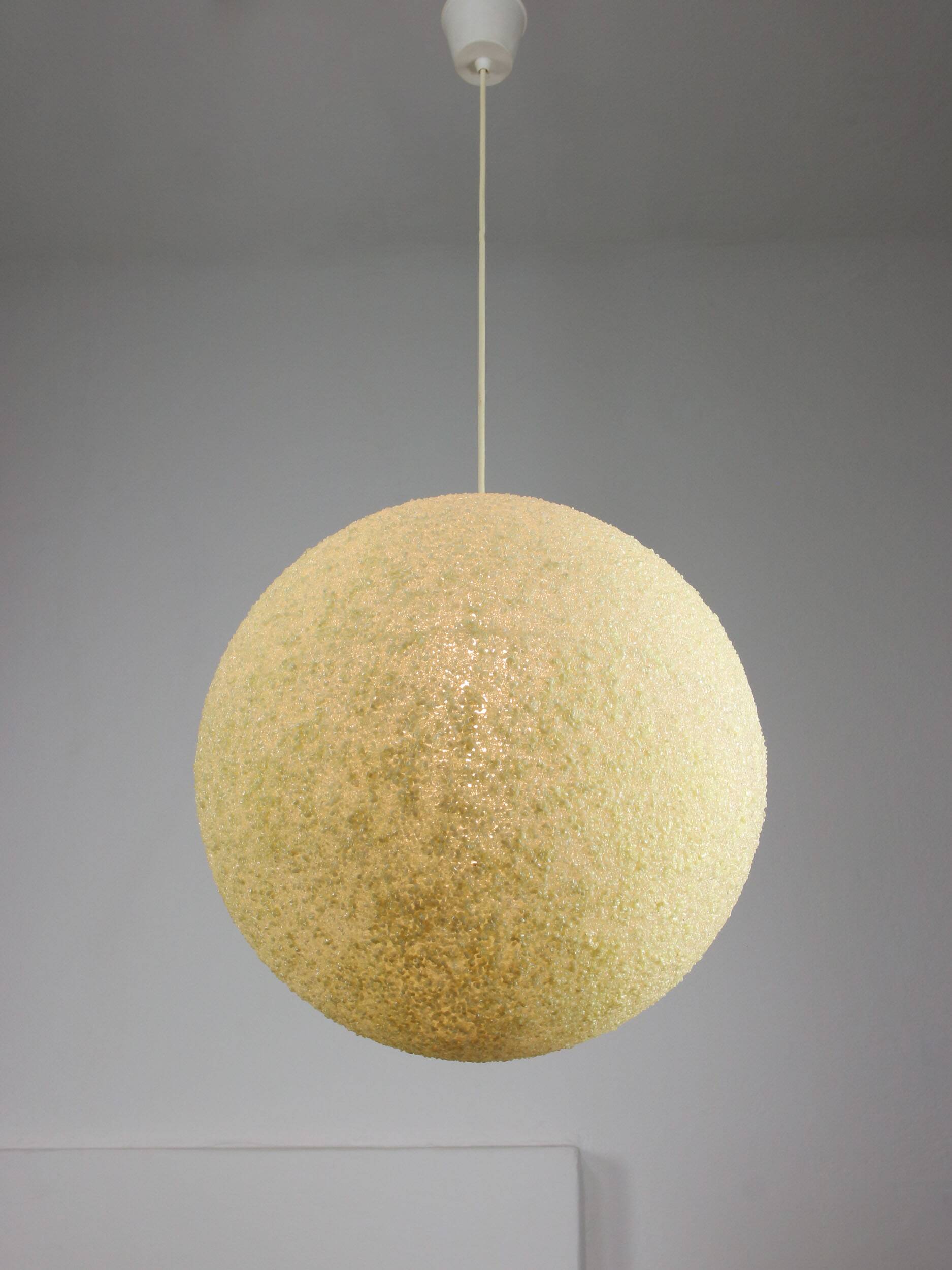 Vintage 1960s Granulate Ball Pendant Lamp: Mid-Century Modern Sphere Light