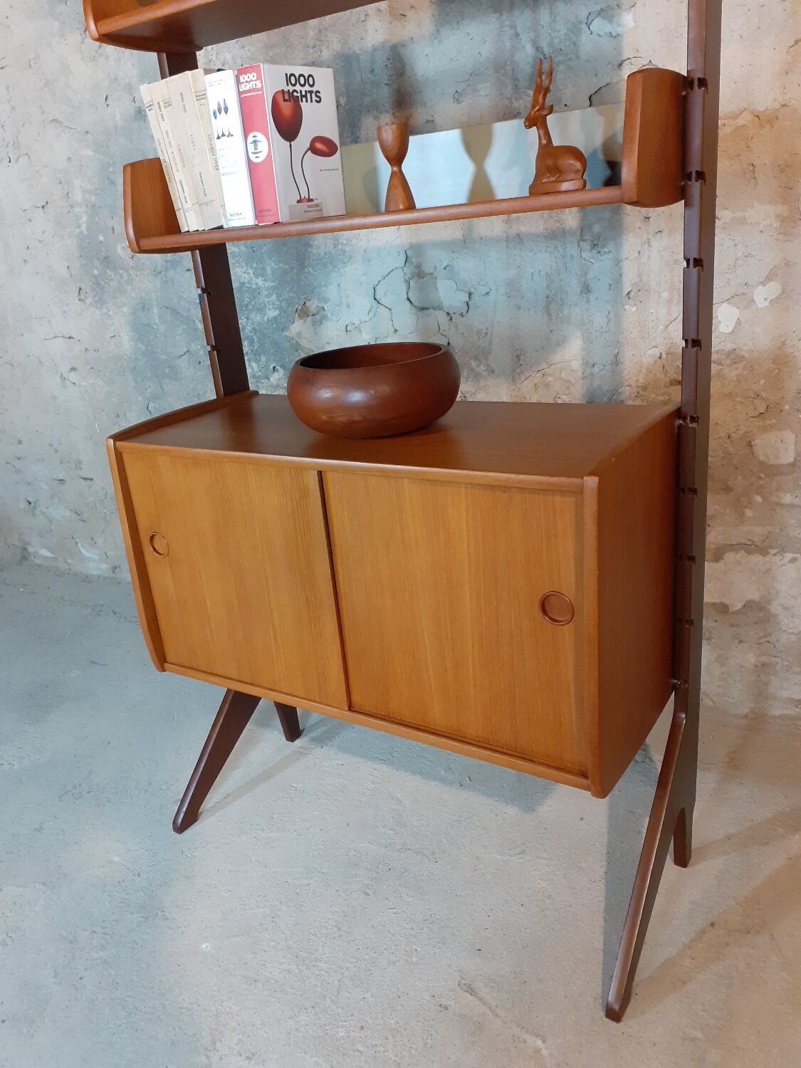 Ergo teak shelving unit, Scandinavian vintage 1960s