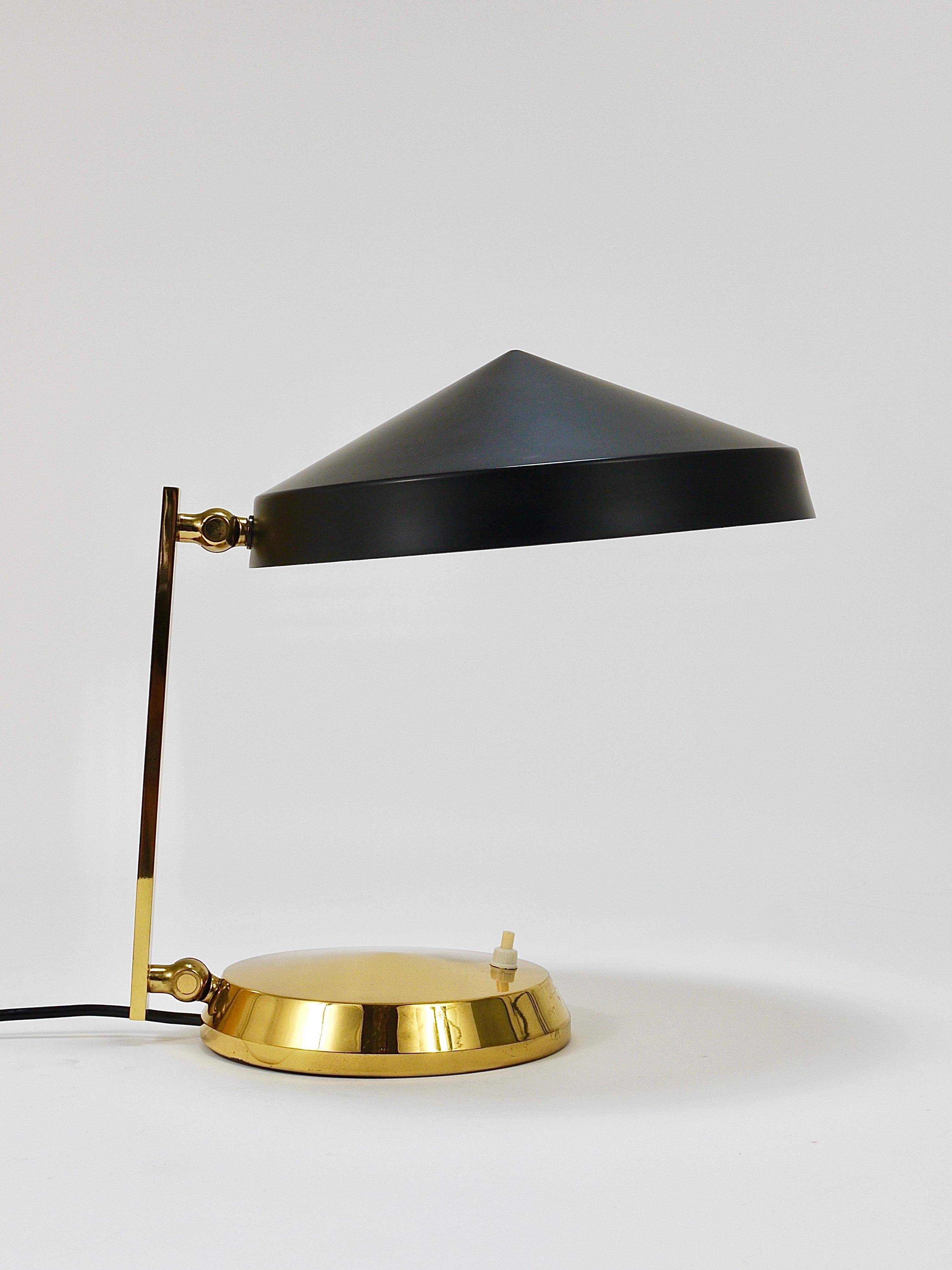 Mid-century table or desk lamp in black brass, Austria, 1960s.